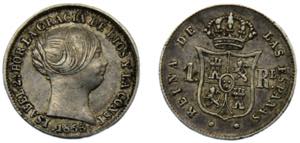 SPAIN Isabel II 1853 1 REAL SILVER Kingdom, ... 