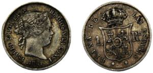 SPAIN Isabel II 1864 1 REAL SILVER Kingdom, ... 