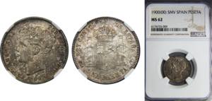 SPAIN Alfonso XIII 1900 1 PESETA Silver NGC ... 