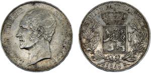 Belgium Kingdom Leopold I 5 Francs 1849 ... 