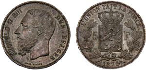 Belgium Kingdom Leopold II 5 Francs 1876 ... 