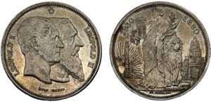 Belgium Kingdom Leopold II 5 Francs 1880 50 ... 