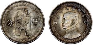China 20 Fen 1936 2nd series Nickel 5.91g ... 