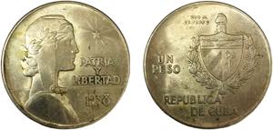 Cuba First Republic 1 Peso 1938 Philadelphia ... 