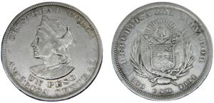 El Salvador Republic 1 Peso 1894 C.A.M. San ... 