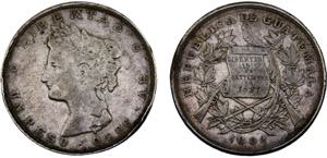 Guatemala Republic 1 Peso 1882 A.E. Silver ... 