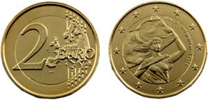 Malta Republic 2 Euro 2014 Mint Error metal, ... 
