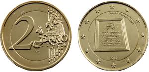 Malta Republic 2 Euro 2015 Mint Error metal, ... 