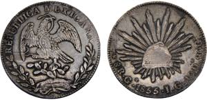 Mexico Federal republic 8 Reales 1855 Ga JG ... 
