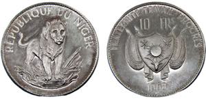 Niger Republic 10 Francs CFA 1968 Large type ... 