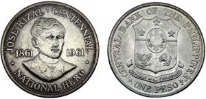 Philippines Republic 1 Peso 1961 ... 
