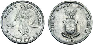 Philippines Commonwealth 50 Centavos 1944 S ... 