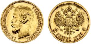Russia Empire Nikolai II 5 Rubles 1901 АР ... 