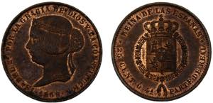 Spain Kingdom Isabel II 25 Centimos 1859 ... 