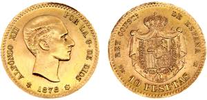 Spain Kingdom Alfonso XII 10 Pesetas 1878 ... 