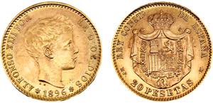 Spain Kingdom Alfonso XIII 20 Pesetas 1896 ... 