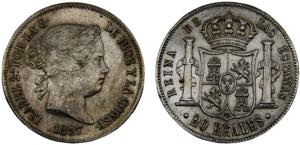Spain Kingdom Isabel II 20 Reales 1857 ... 