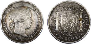 Spain Kingdom Isabel II 20 Reales 1859 ... 