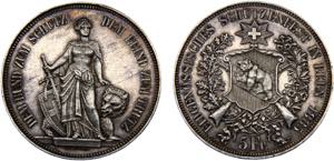 Switzerland Federal State Bern 5 Francs 1885 ... 