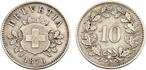 Switzerland Federal State 10 Rappen 1876 B ... 