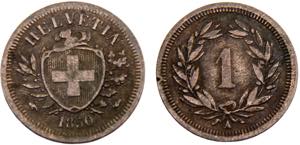 Switzerland Federal State 1 Rappen 1850 A ... 