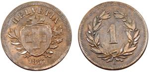 Switzerland Federal State 1 Rappen 1857 B ... 