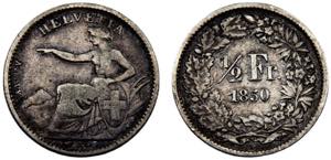 Switzerland Federal State ½ Franc 1850 A ... 
