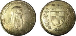 Switzerland Federal State 5 Francs 1923 B ... 