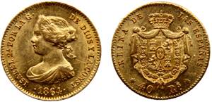 Spain Kingdom Isabel II 40 Reales 1864 ... 