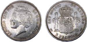 Spain Kingdom Alfonso XIII 5 Pesetas 1893 ... 