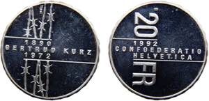 Switzerland Federal State 20 Francs 1992 B ... 