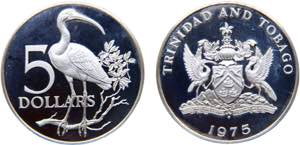 Trinidad and Tobago Republic 5 Dollars 1975 ... 