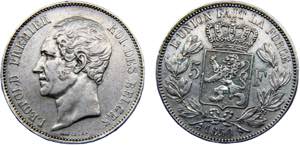 Belgium Kingdom Leopold I 5 Francs 1850 ... 
