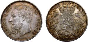 Belgium Kingdom Leopold II 5 Francs 1873 ... 