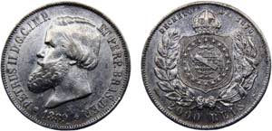 Brazil Empire Pedro II 2000 Reis 1889 Silver ... 