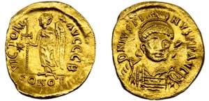 Byzantine Empire Justin I AU Solidus AD ... 