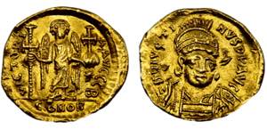 Byzantine Empire Justin I AU Solidus AD 519 ... 