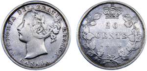 Canada Confederation Victoria 20 Cents 1858 ... 