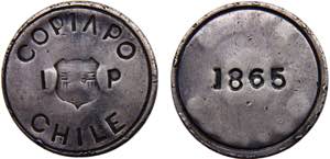 Chile Republic Copiapo 1 Peso 1865 Silver ... 