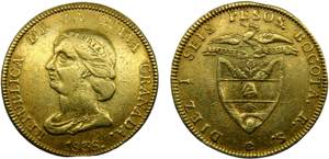 Colombia Republic of New Granada 16 Pesos ... 