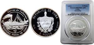 Cuba  Republic  5 Pesos 1993 (Mintage 25000) ... 