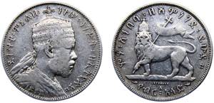 Ethiopia Empire Menelik II 1/2 Birr EE1889 ... 