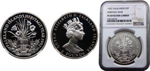 Falkland Islands  Elizabeth II  2 Pounds ... 