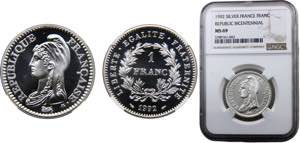 France  Fifth Republic 1 Franc 1992 (Mintage ... 