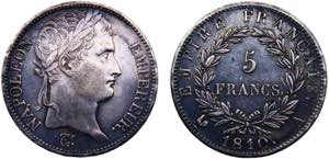 France First Empire Napoleon I 5 Francs 1810 ... 