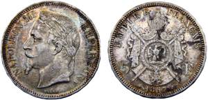 France Second Empire Napoleon III 5 Francs ... 