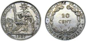 French Indochina French colony 20 Centimes ... 
