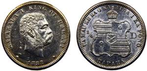 Hawaii Kingdom Kalākaua I 1/4 Dollar 1883 ... 
