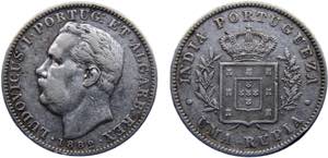 India Portuguese colony Luíz I 1 Rupia 1882 ... 