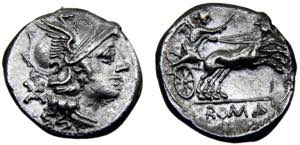 Roma Republic Anonymous AR Denarius 157-155 ... 